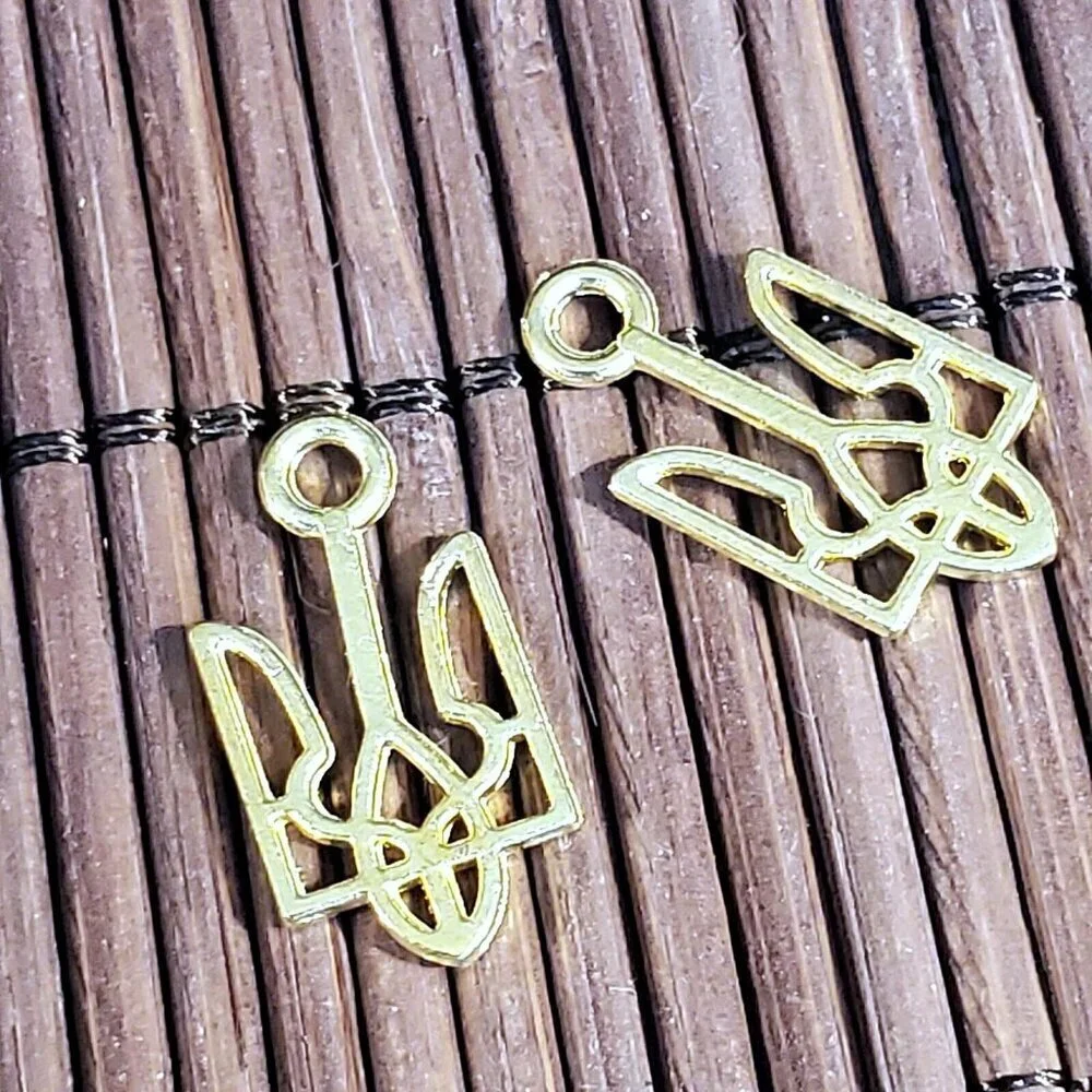 Gold Ukraine National Emblem Ukrainian Symbol 18x9mm Charms Pendants 10 pcs